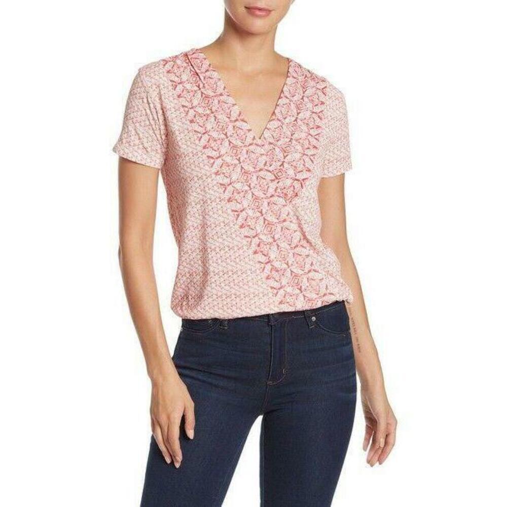 Lucky Brand Geo Print Surplice Neck Top Size M